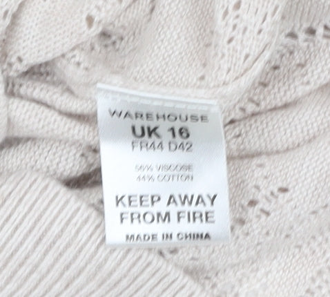 Womens UK Size 16 Warehouse Beige Pullover Jumper