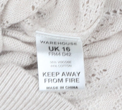 Womens UK Size 16 Warehouse Beige Pullover Jumper