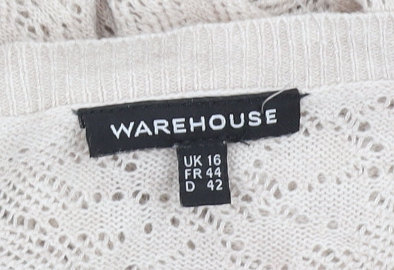 Womens UK Size 16 Warehouse Beige Pullover Jumper
