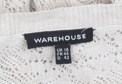Womens UK Size 16 Warehouse Beige Pullover Jumper