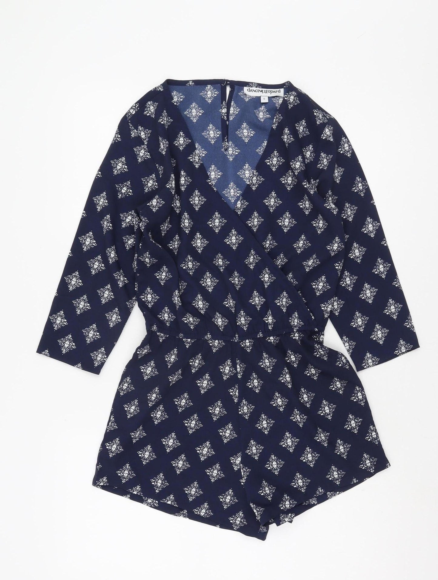 Dancing Leopard Blue Geometric Playsuit, Women's Size 6