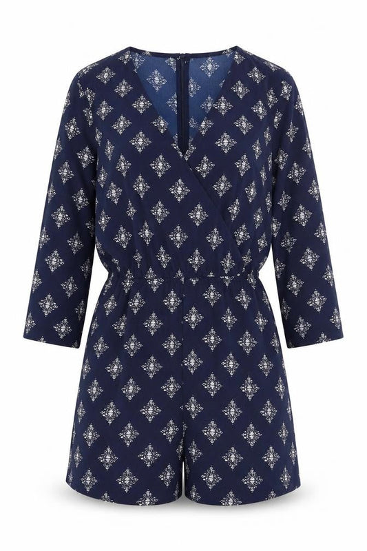 Dancing Leopard Blue Geometric Playsuit, Women's Size 6