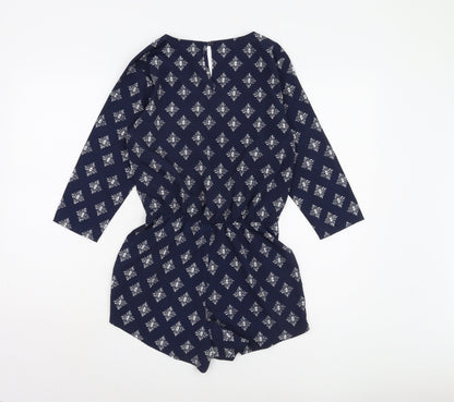 Dancing Leopard Blue Geometric Playsuit, Women's Size 6