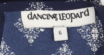 Dancing Leopard Blue Geometric Playsuit, Women's Size 6