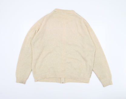 Premier Man XL Beige Full Zip Geometric Jumper