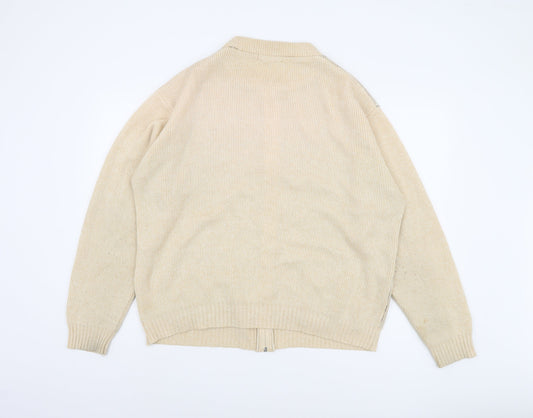 Premier Man XL Beige Full Zip Geometric Jumper