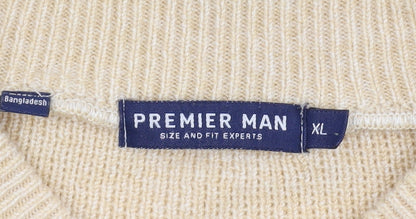 Premier Man XL Beige Full Zip Geometric Jumper