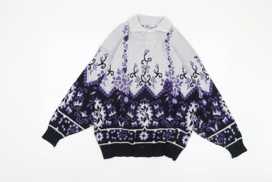 Honey Women's Multicoloured Collared Pullover Jumper