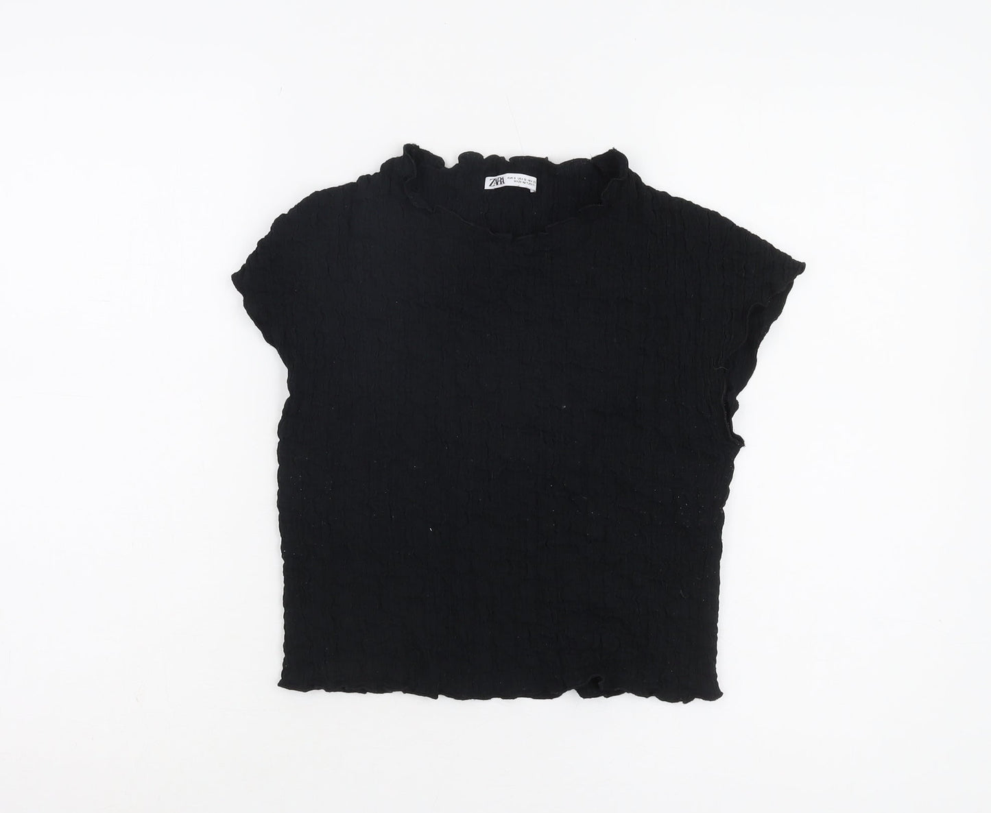 Womens UK Size S Zara Black Basic T-Shirt