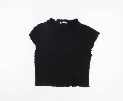 Womens UK Size S Zara Black Basic T-Shirt