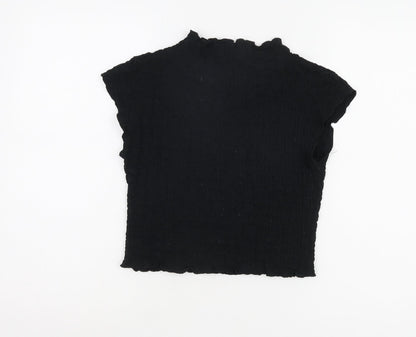 Womens UK Size S Zara Black Basic T-Shirt
