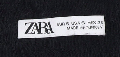Womens UK Size S Zara Black Basic T-Shirt