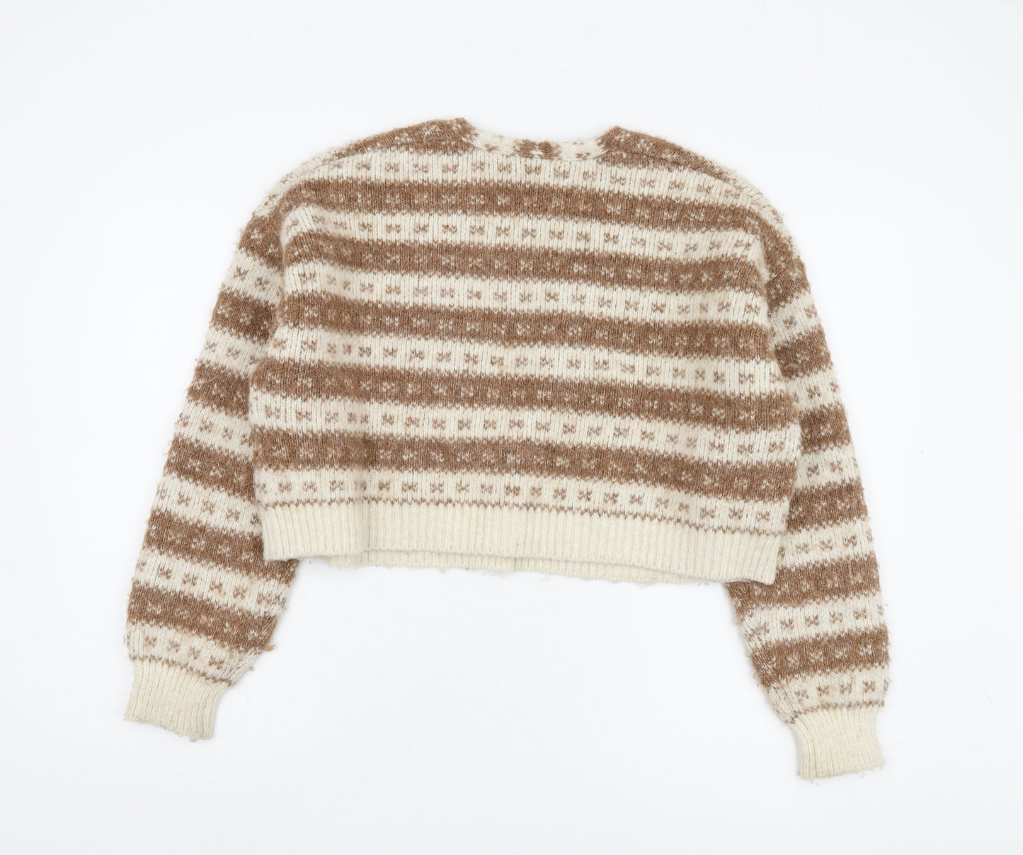 Womens UK Size M Bershka Brown Cardigan Jumper