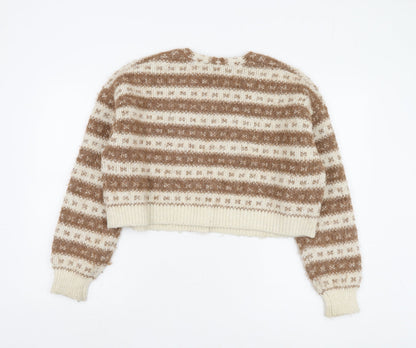 Womens UK Size M Bershka Brown Cardigan Jumper
