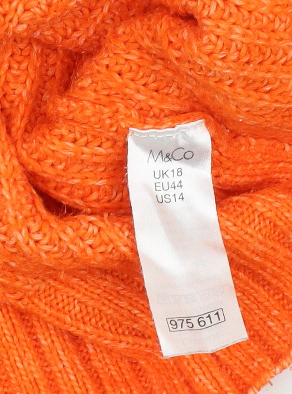 Womens UK Size 18 M&Co Orange Pullover Jumper