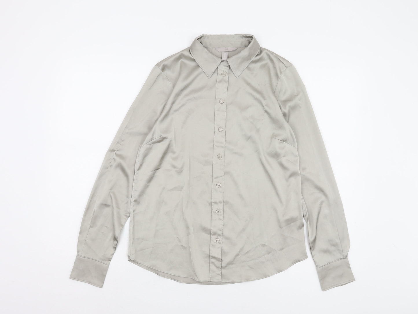 Womens UK Size XS H&M Grey Basic Button-Up
