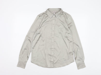 Womens UK Size XS H&M Grey Basic Button-Up