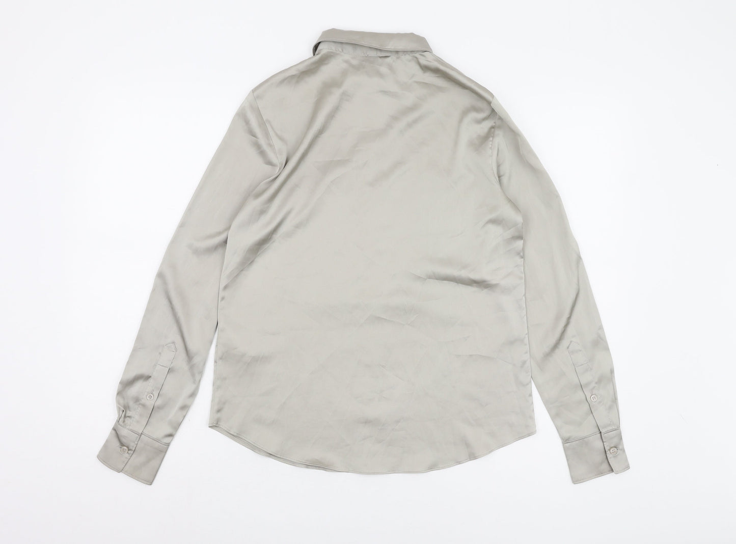 Womens UK Size XS H&M Grey Basic Button-Up