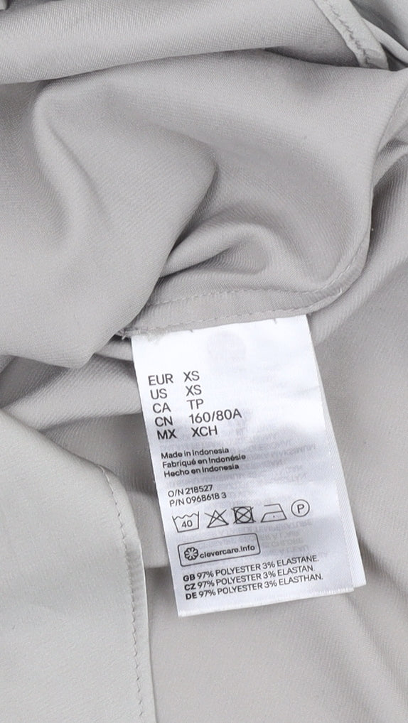 Womens UK Size XS H&M Grey Basic Button-Up