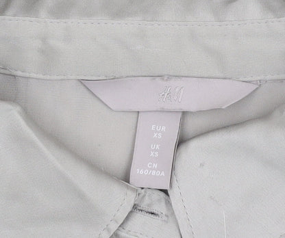 Womens UK Size XS H&M Grey Basic Button-Up