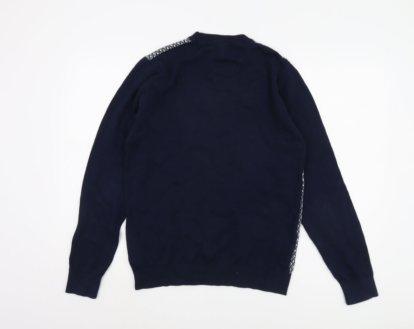 Next Men's Blue Pullover Jumper M Argyle Knit Classic