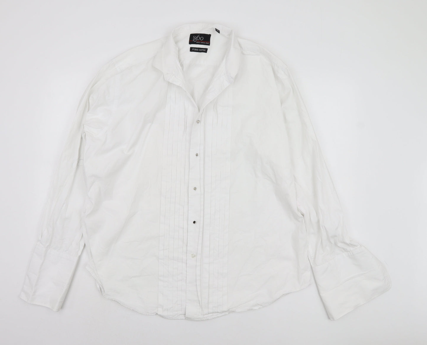 1860 Men's White Long Sleeve Button-Up Shirt