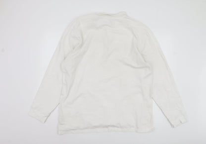 GAP Men's White Long Sleeve Polo - Size XL, Stretch Fit