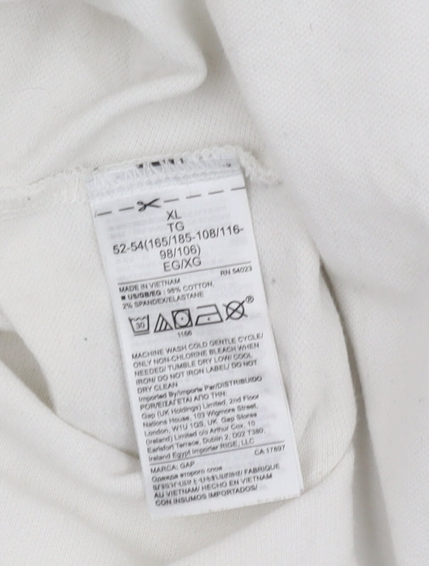 GAP Men's White Long Sleeve Polo - Size XL, Stretch Fit