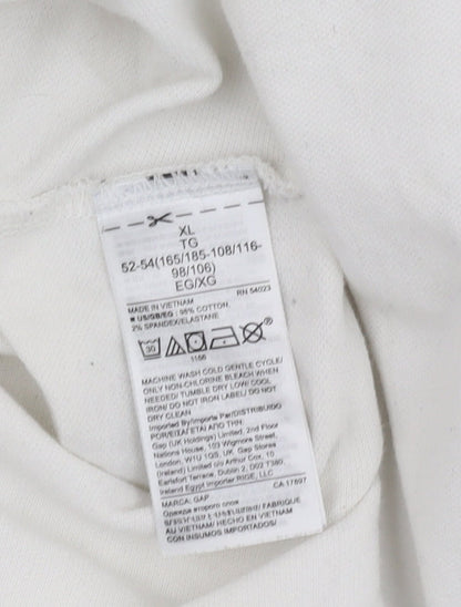 GAP Men's White Long Sleeve Polo - Size XL, Stretch Fit