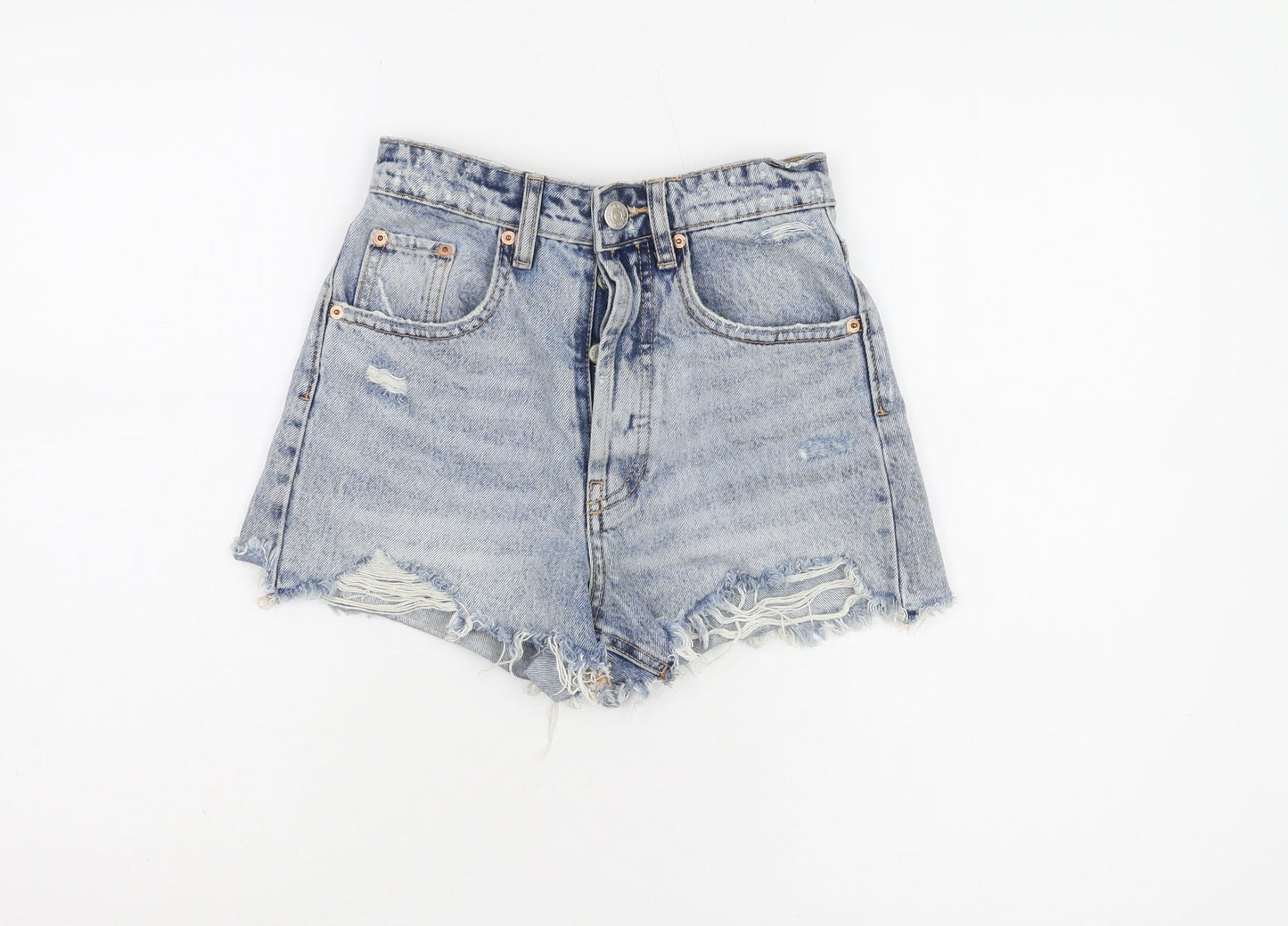 Womens UK Size 4 Zara Regular Fit Cut-Off Shorts