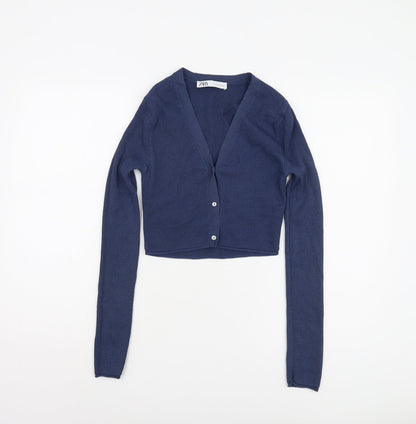 Womens UK Size M Zara Blue Cardigan Jumper