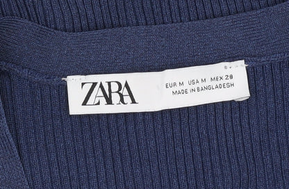 Womens UK Size M Zara Blue Cardigan Jumper
