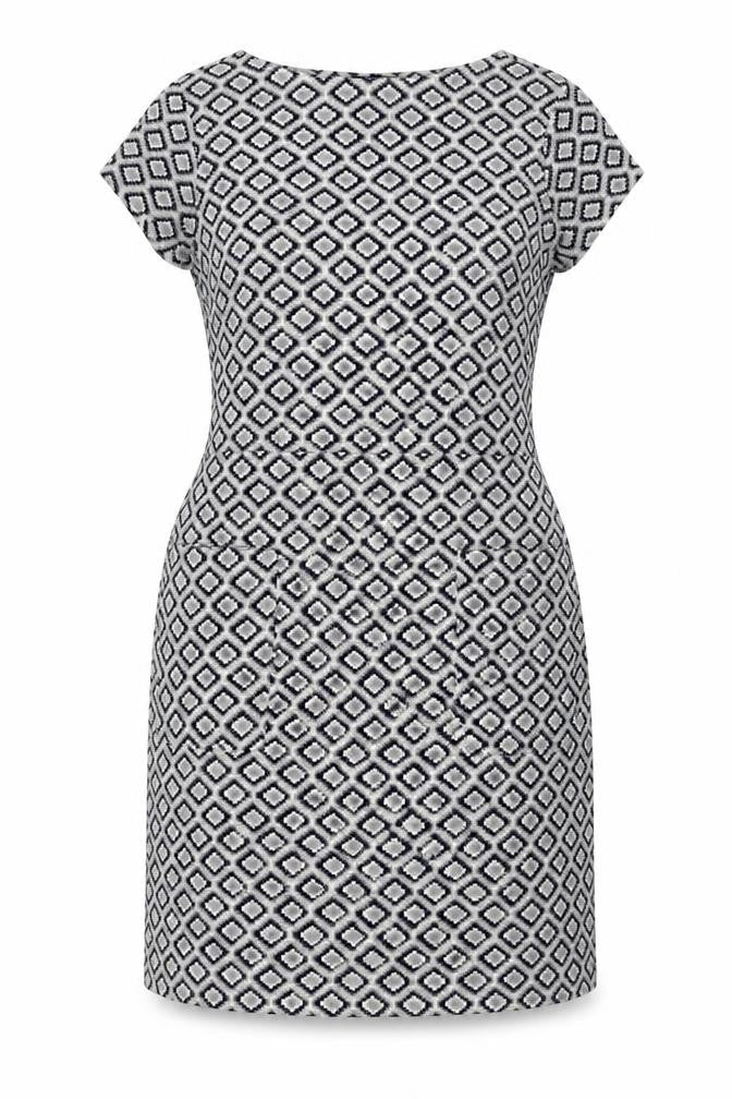 Next Women's Grey Geometric Shift Dress Size 16 Casual