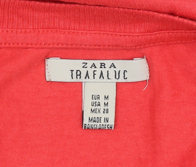 Womens UK Size 12 Zara Red Basic T-Shirt