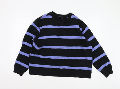 Marks and Spencer Women’s Black Striped Pullover - L