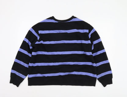 Marks and Spencer Women’s Black Striped Pullover - L