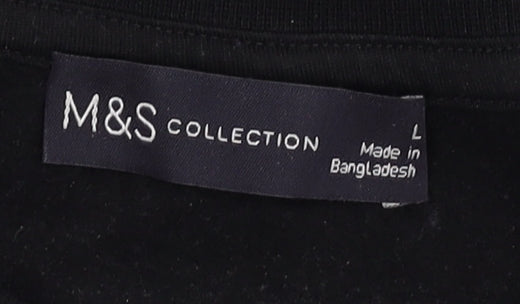 Marks and Spencer Women’s Black Striped Pullover - L