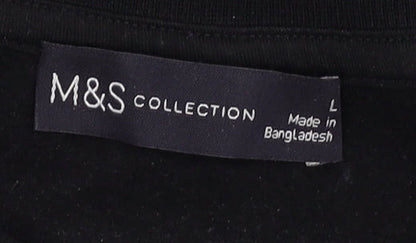 Marks and Spencer Women’s Black Striped Pullover - L