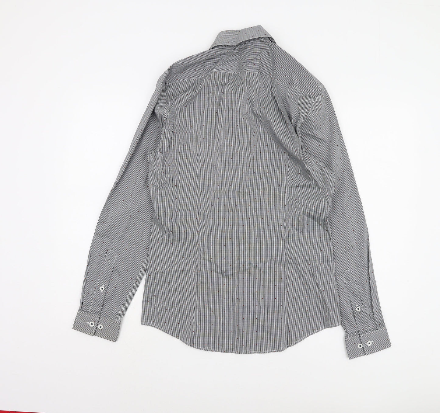 H&M Men's Grey Check Button-Up Shirt, Size S