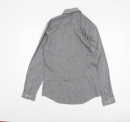 H&M Men's Grey Check Button-Up Shirt, Size S