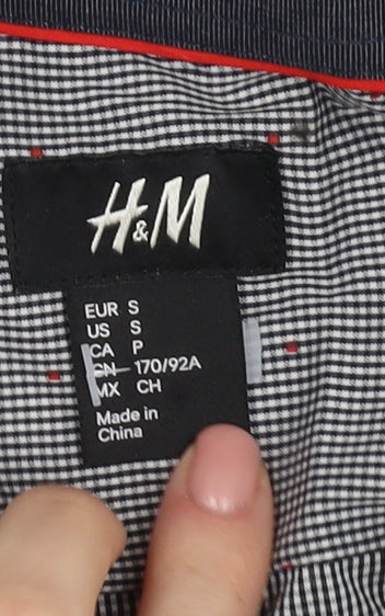 H&M Men's Grey Check Button-Up Shirt, Size S