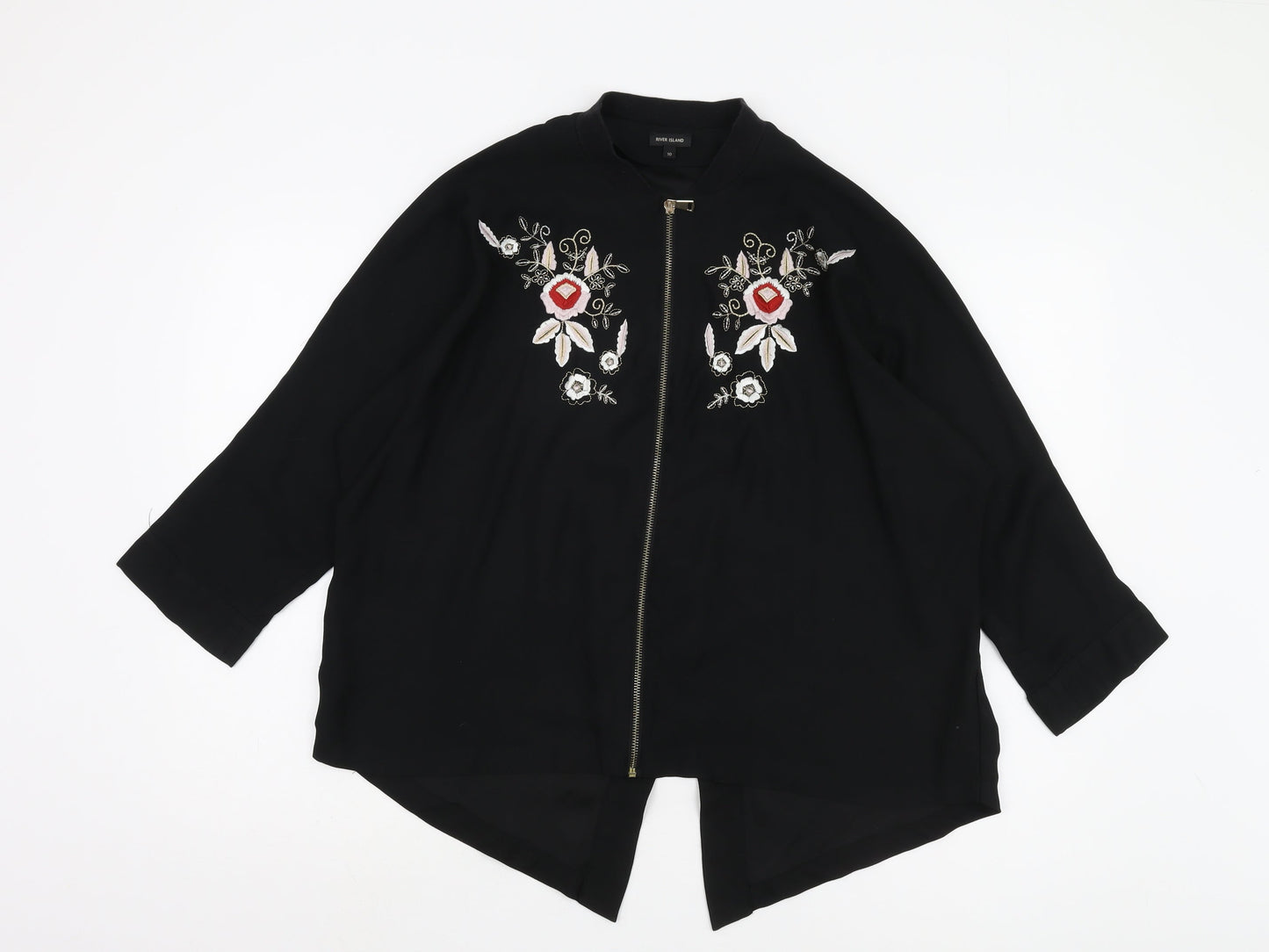 Womens UK Size 10 River Island Black Bomber Jacket