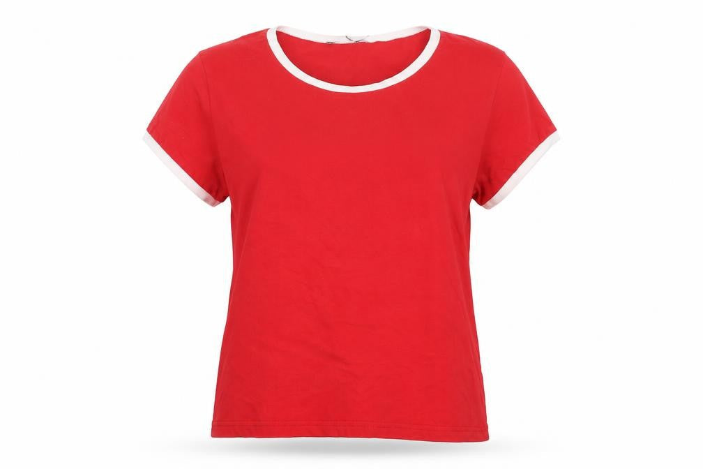 Womens UK Size 14 Topshop Red Ringer T-Shirt