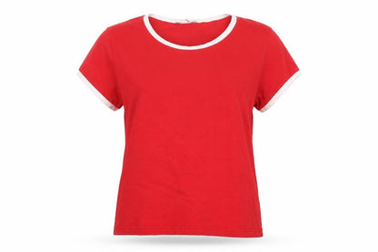 Womens UK Size 14 Topshop Red Ringer T-Shirt