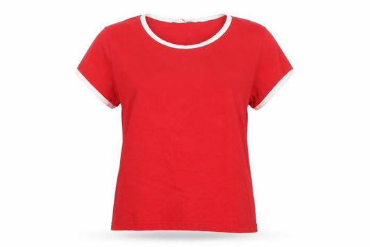 Womens UK Size 14 Topshop Red Ringer T-Shirt