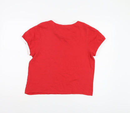 Womens UK Size 14 Topshop Red Ringer T-Shirt