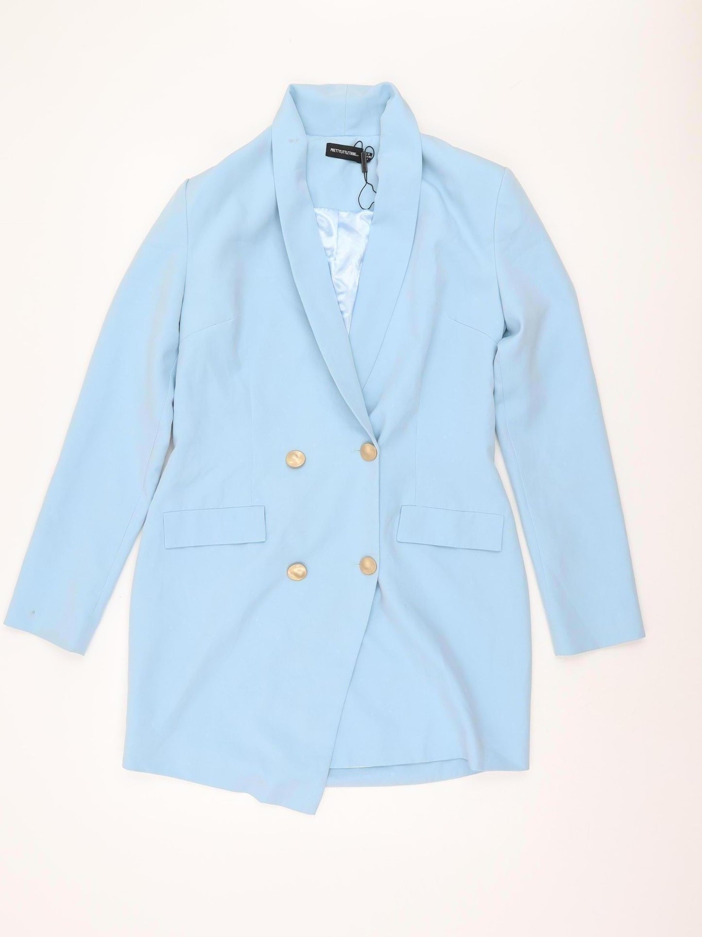 PrettyLittleThing Women's Blue Blazer UK 8 Double-Breasted