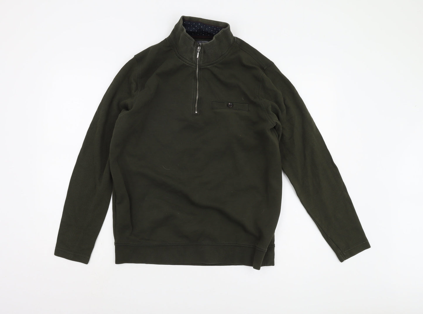 Dressmann Men's Green 1/4 Zip Sweatshirt - Medium