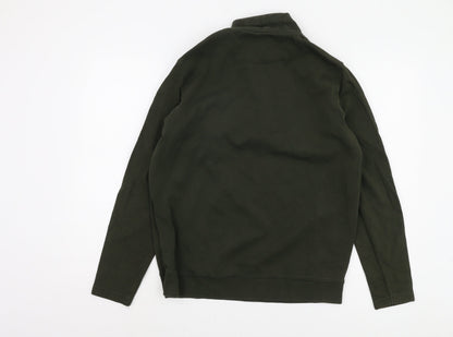 Dressmann Men's Green 1/4 Zip Sweatshirt - Medium