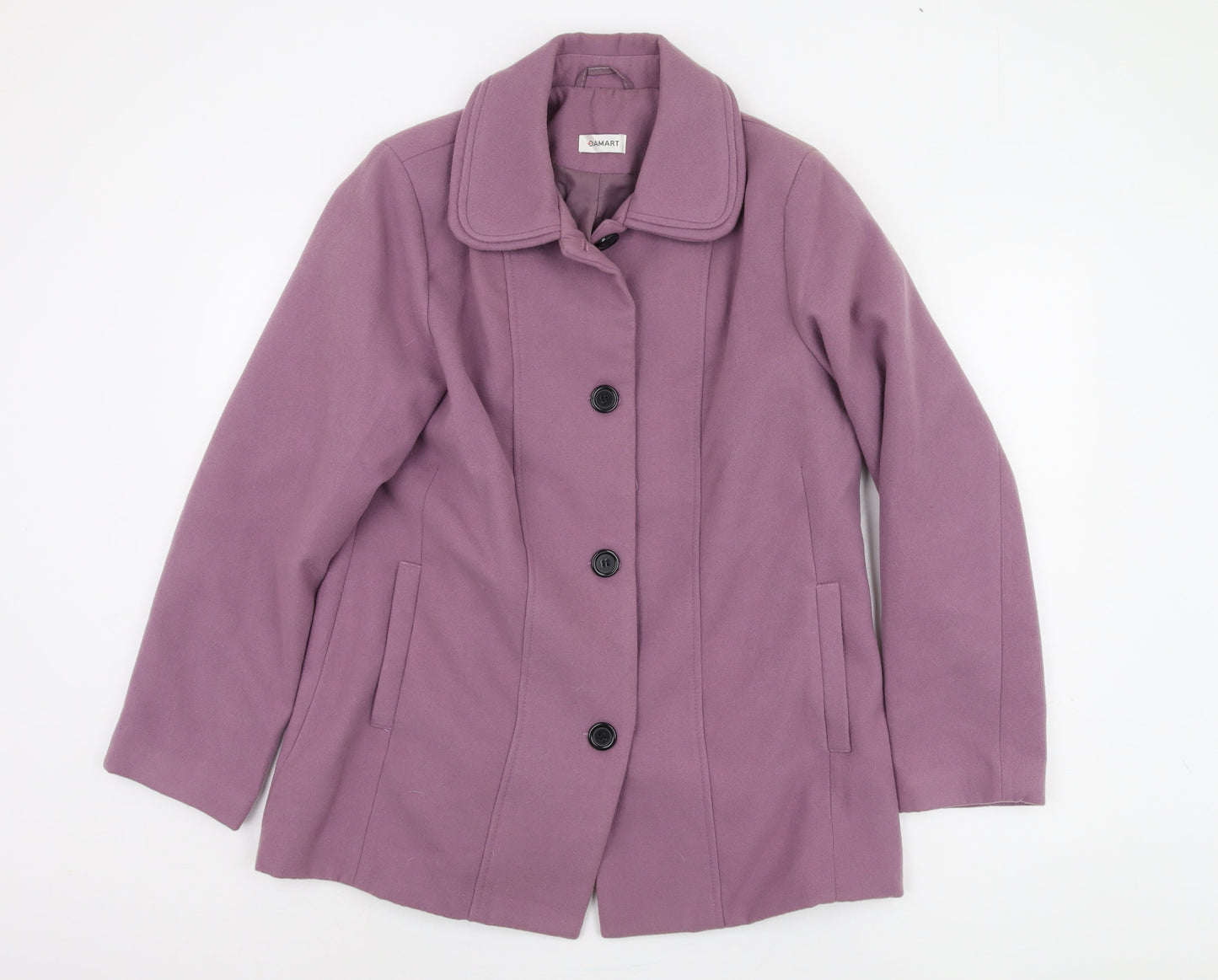 Damart Women's Purple Overcoat Size 14 - Classic & Stylish